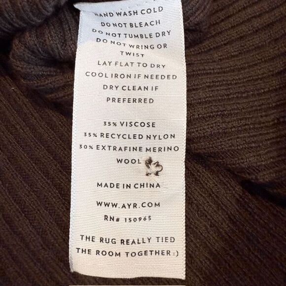 AYR Merino The West End Wool Blend Brown Button Frt Top Short Sleeve Size Medium - Picture 4 of 8